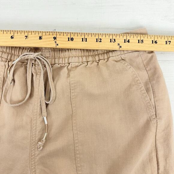 J.Crew Linen Blend Seaside Pants M‎ Almond Biscotti Tapered Drawstring Beach - Picture 11 of 16